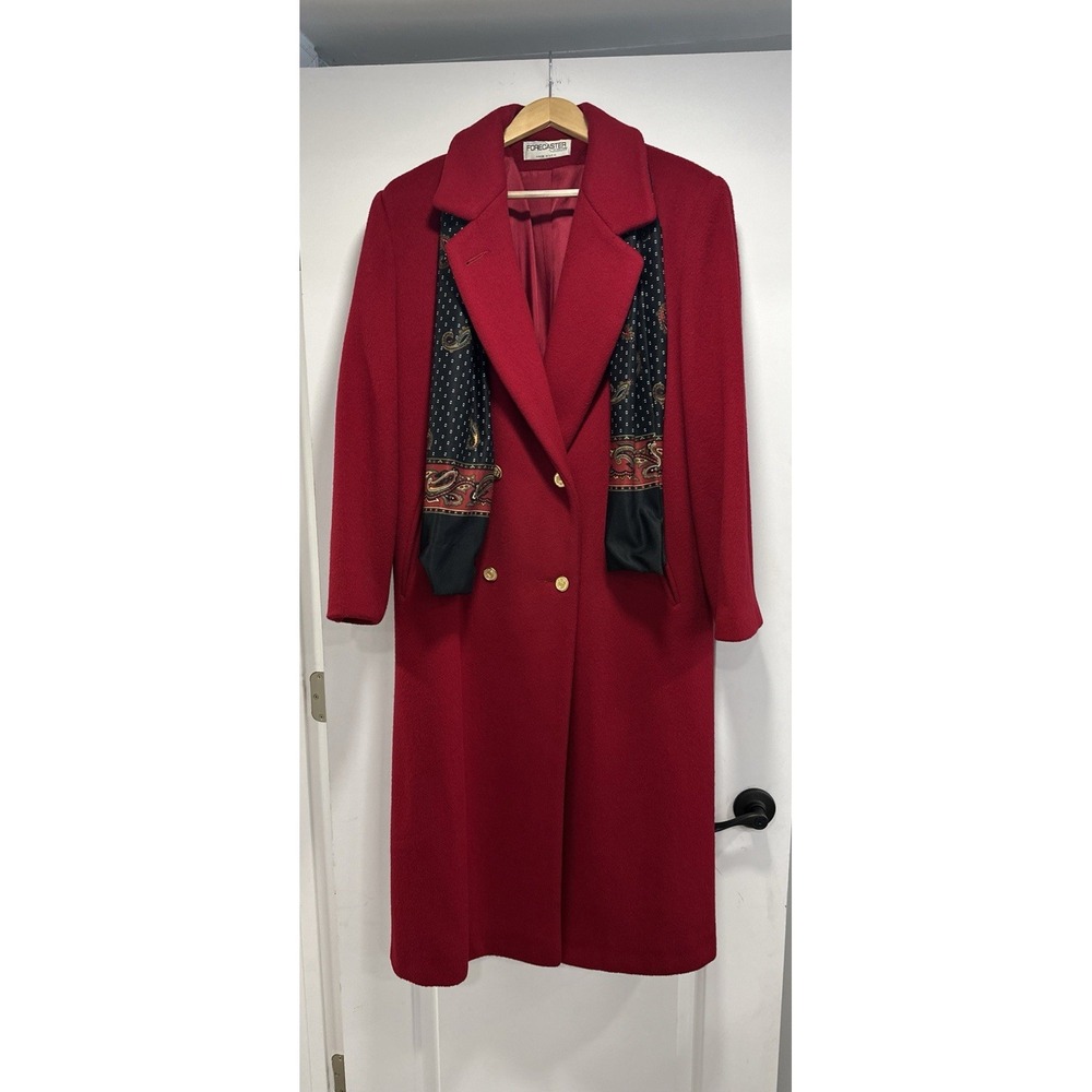 Vintage Forecaster Of Boston 100% Wool Coat Womens Red Size 12 Made In USA